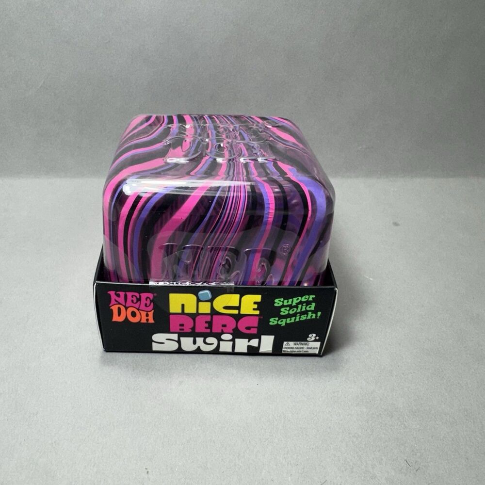 NeeDoh Nice Berg Swirl XL Giant Nee Doh Squishy Swirl Cube Purple Pink Black
